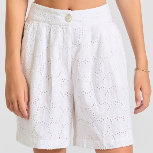 Γυναικεία embroidery βερμούδα με πιέτες
