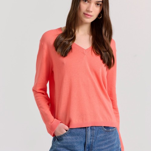 Γυναικεία linen blend lightweight πλεκτή μπλούζα