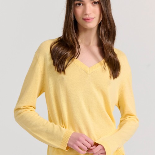 Γυναικεία linen blend lightweight πλεκτή μπλούζα