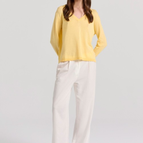 Γυναικεία linen blend lightweight πλεκτή μπλούζα