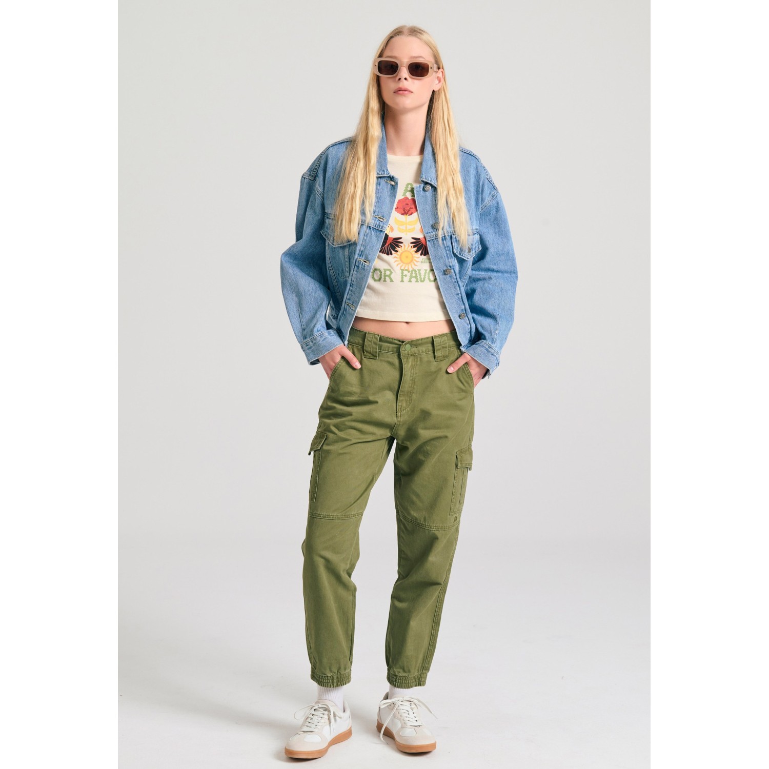 Γυναικείο garment dyed cargo παντελόνι