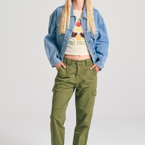 Γυναικείο garment dyed cargo παντελόνι