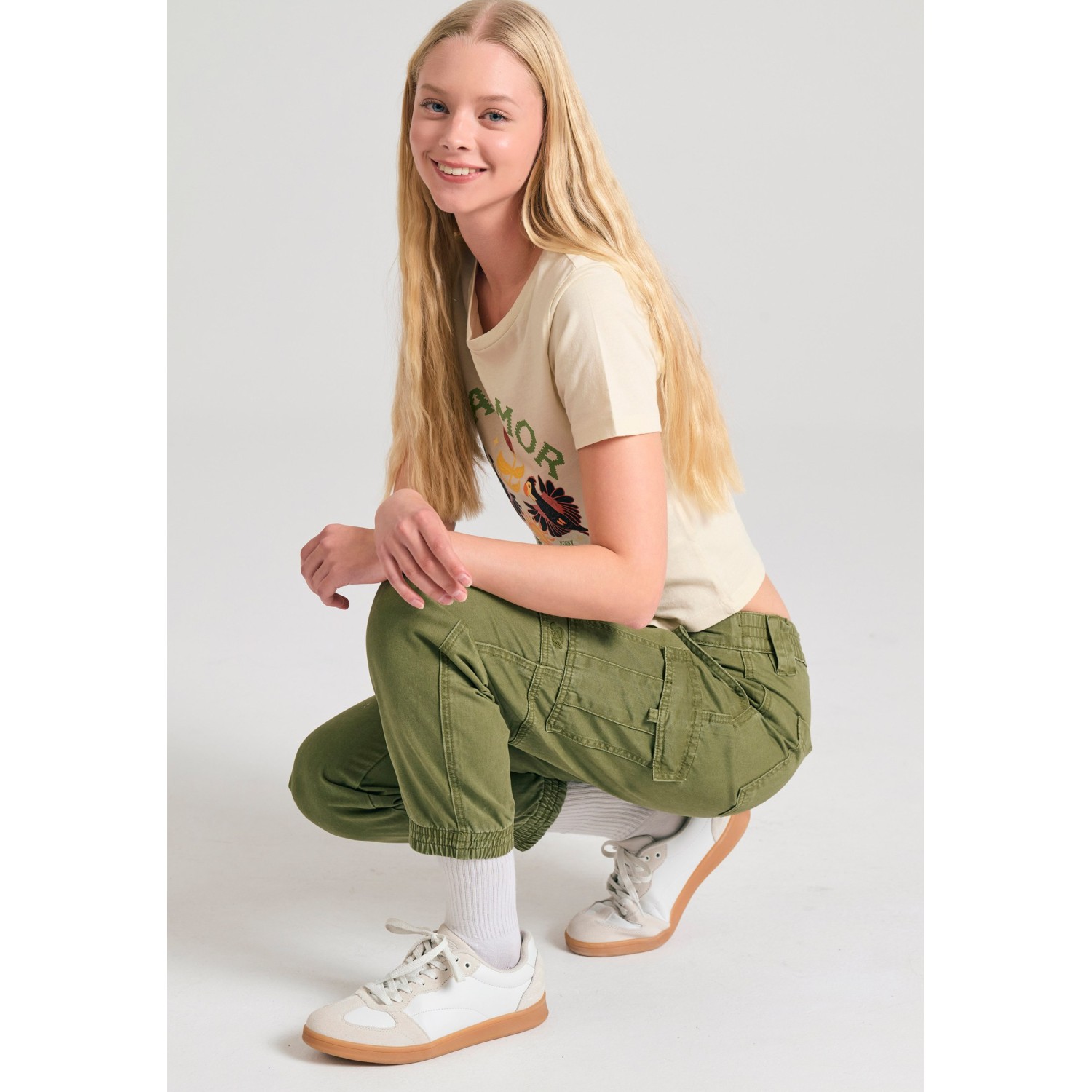 Γυναικείο garment dyed cargo παντελόνι
