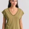 Γυναικείο linen blend μονόχρωμο t-shirt
