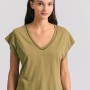 Γυναικείο linen blend μονόχρωμο t-shirt