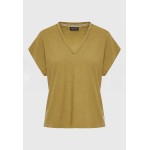 Γυναικείο linen blend μονόχρωμο t-shirt