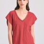 Γυναικείο linen blend μονόχρωμο t-shirt