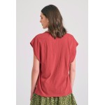 Γυναικείο linen blend μονόχρωμο t-shirt