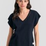 Γυναικείο linen blend μονόχρωμο t-shirt