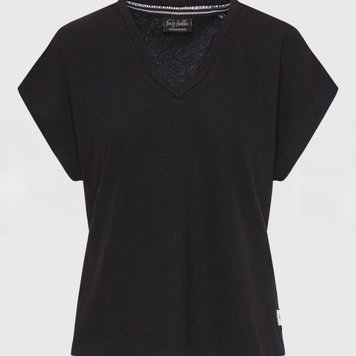 Γυναικείο linen blend μονόχρωμο t-shirt