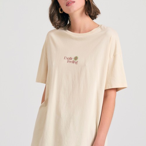 Γυναικείο loose fit t-shirt με exotic τύπωμα στην