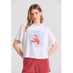 Γυναικείο loose fit t-shirt με frame τύπωμα