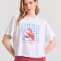 Γυναικείο loose fit t-shirt με frame τύπωμα