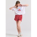 Γυναικείο loose fit t-shirt με frame τύπωμα