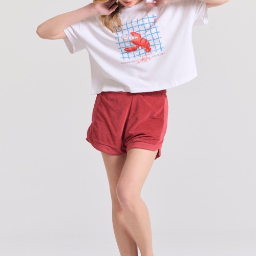 Γυναικείο loose fit t-shirt με frame τύπωμα