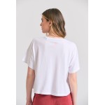 Γυναικείο loose fit t-shirt με frame τύπωμα