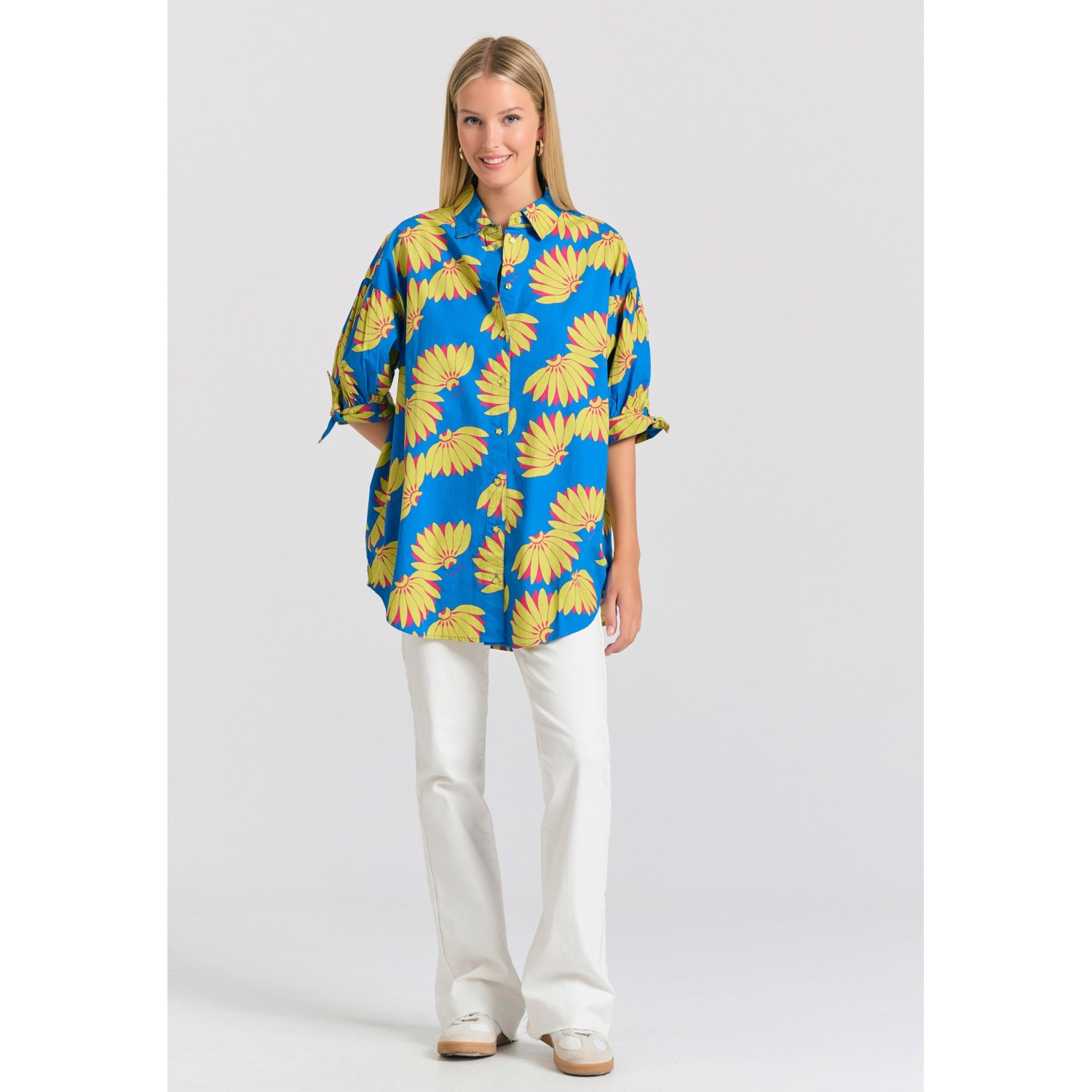 Γυναικείο oversized πουκάμισο με exotic τύπωμα
