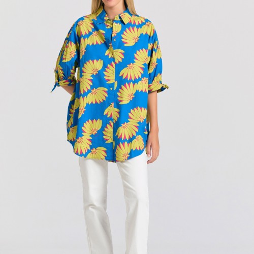 Γυναικείο oversized πουκάμισο με exotic τύπωμα
