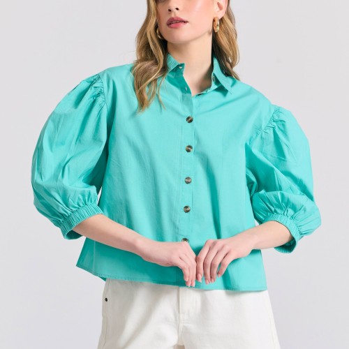 Γυναικείο oversized πουκάμισο με puffer μανίκια