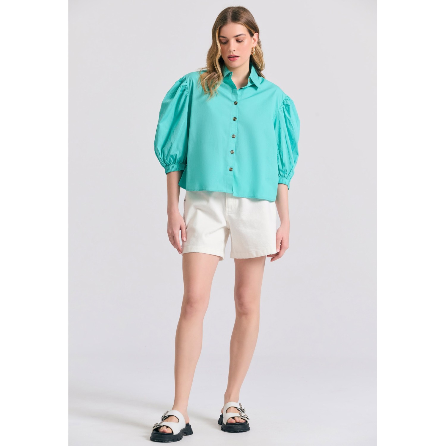 Γυναικείο oversized πουκάμισο με puffer μανίκια