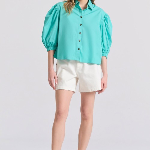 Γυναικείο oversized πουκάμισο με puffer μανίκια