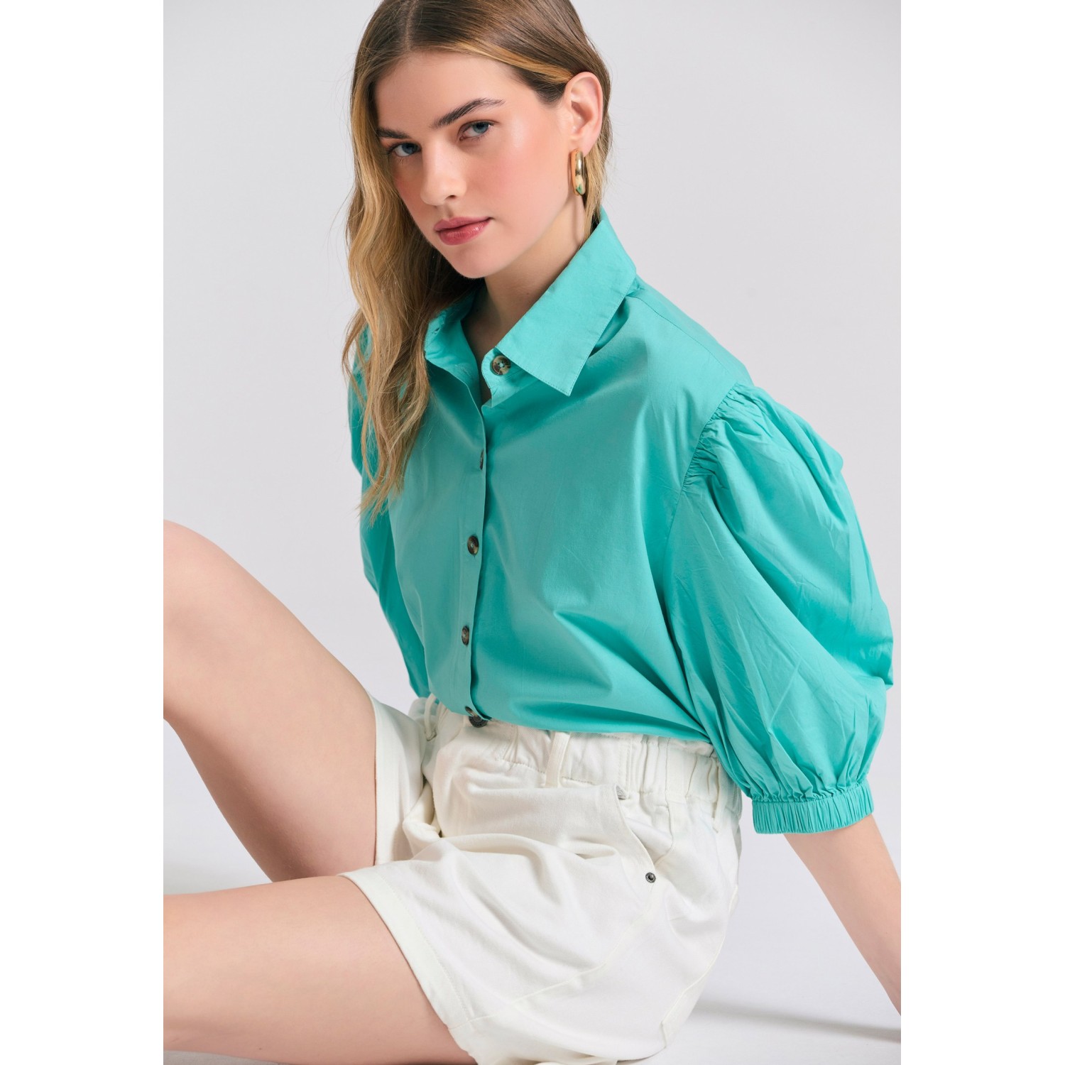 Γυναικείο oversized πουκάμισο με puffer μανίκια