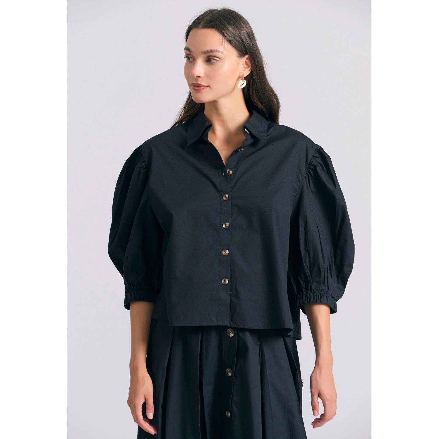 Γυναικείο oversized πουκάμισο με puffer μανίκια