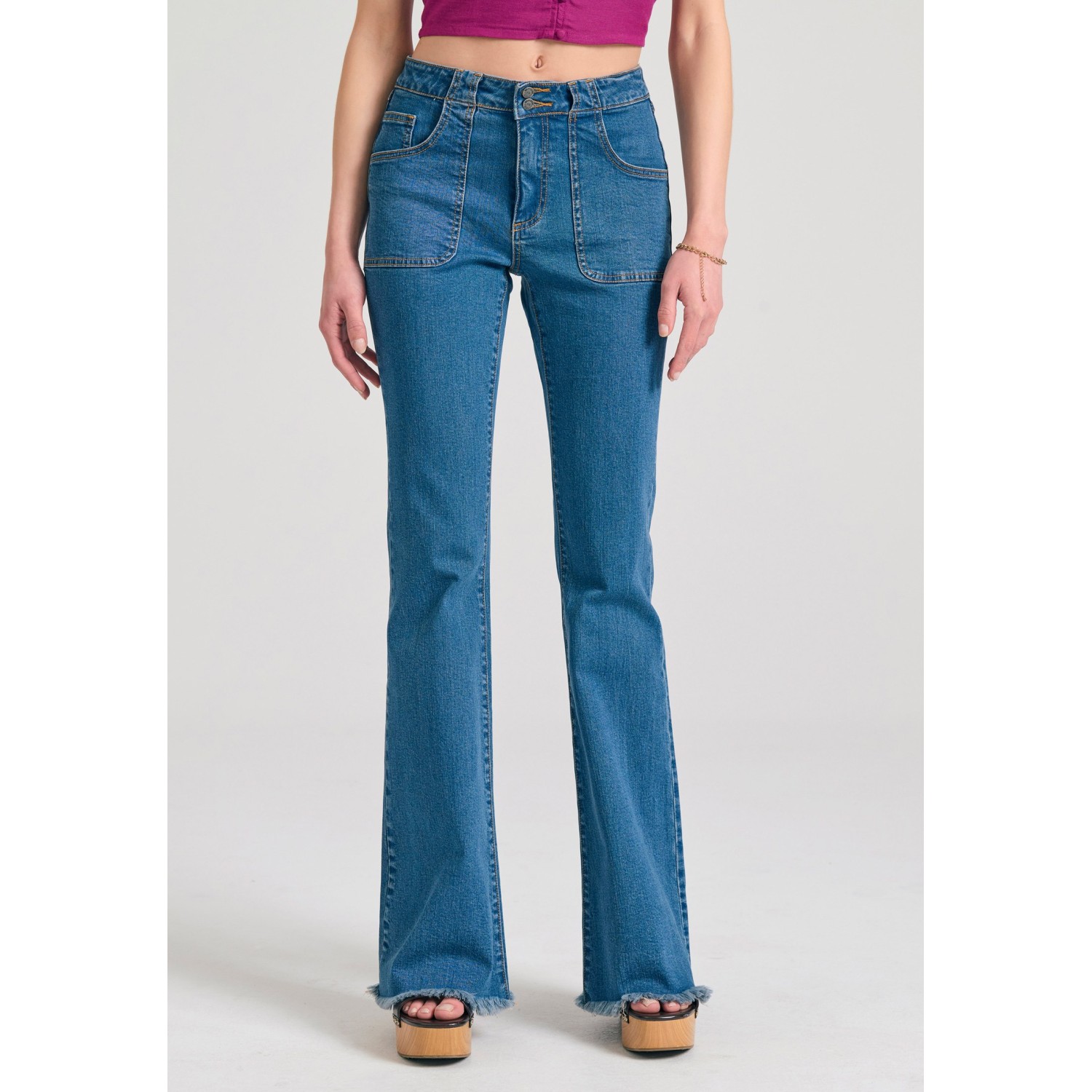 Γυναικείο skinny fit τζιν παντελόνι με raw edges