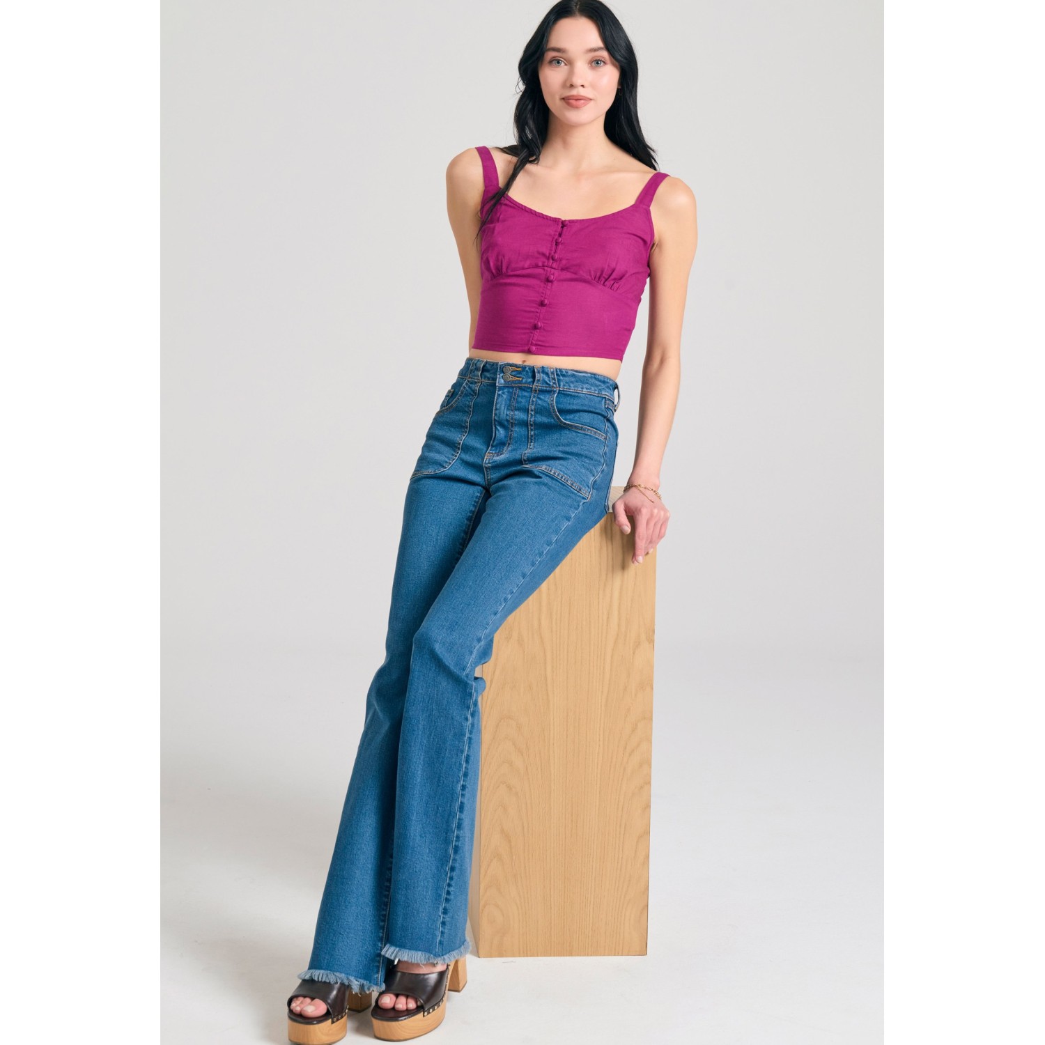 Γυναικείο skinny fit τζιν παντελόνι με raw edges