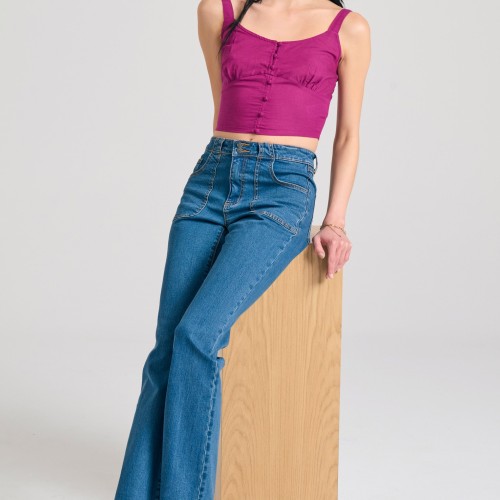 Γυναικείο skinny fit τζιν παντελόνι με raw edges