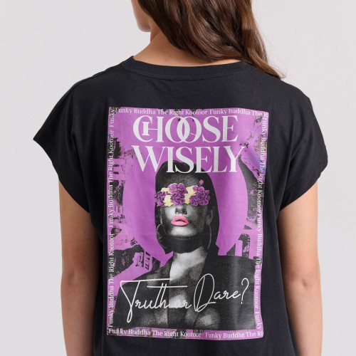 Γυναικείο t-shirt με pop art τύπωμα στην πλάτη