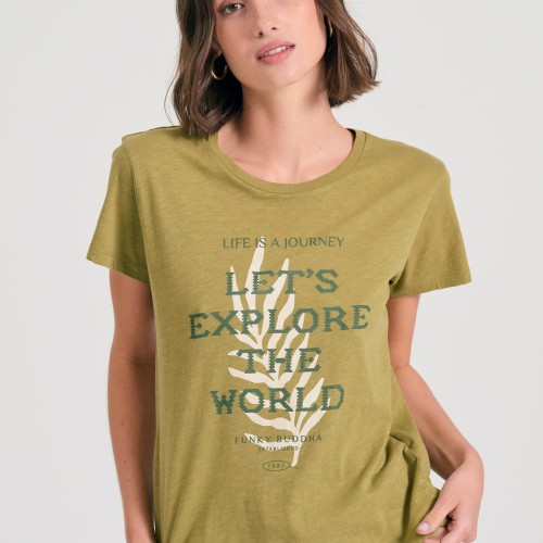 Γυναικείο t-shirt με text artwork τύπωμα