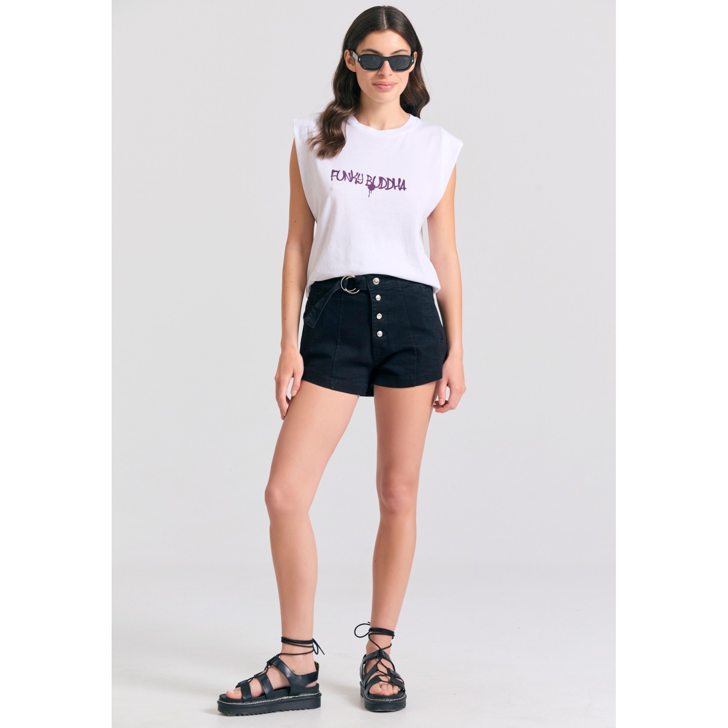 Γυναικείο t-shirt με text artwork τύπωμα στην πλάτ