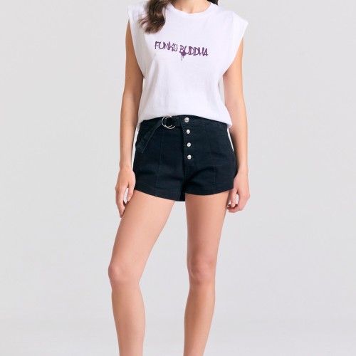 Γυναικείο t-shirt με text artwork τύπωμα στην πλάτ