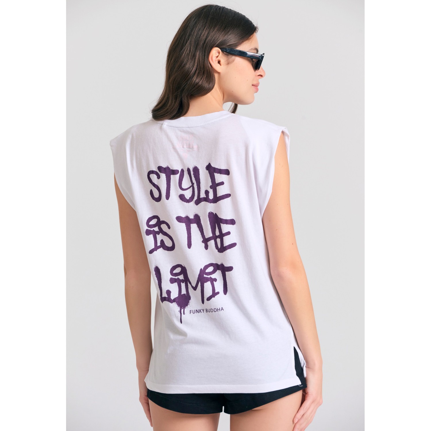 Γυναικείο t-shirt με text artwork τύπωμα στην πλάτ