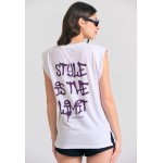 Γυναικείο t-shirt με text artwork τύπωμα στην πλάτ
