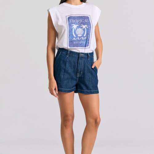 Γυναικείο t-shirt με tropical τύπωμα