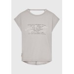 Γυναικείο t-shirt με τύπωμα text artwork και ανοιχ