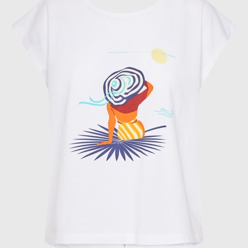 Γυναικείο t-shirt με τύπωμα και ανοιχτή πλάτη