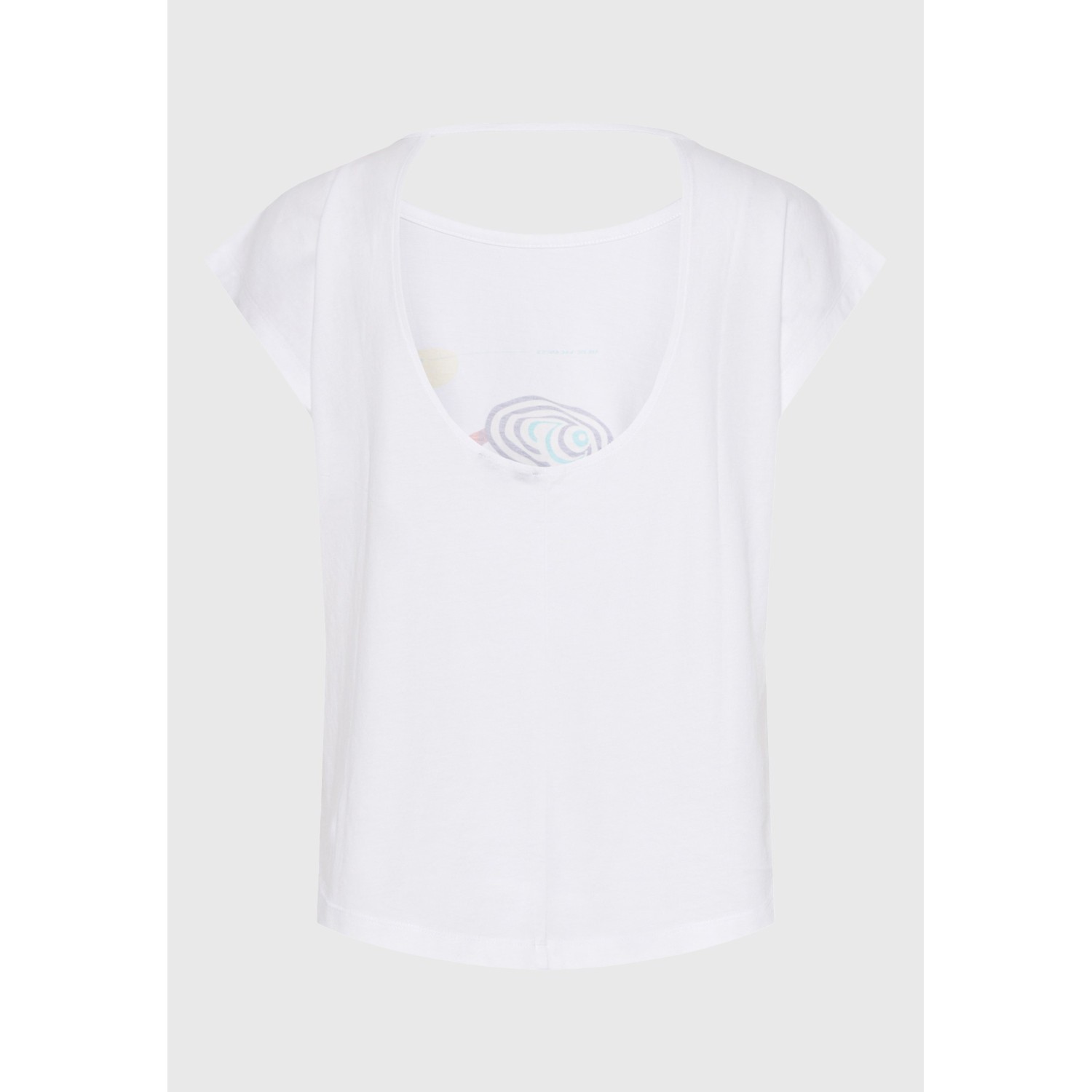 Γυναικείο t-shirt με τύπωμα και ανοιχτή πλάτη Γυναικείο t-shirt με τύπωμα και ανοιχτή πλάτη