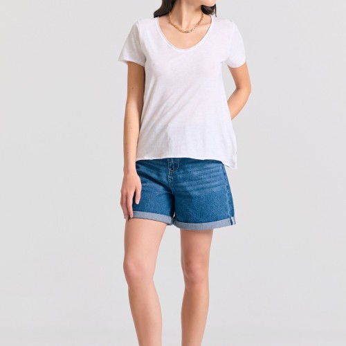 Γυναικείο V-neck t-shirt με raw edges - The essent