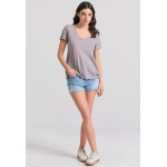 Γυναικείο V-neck t-shirt με raw edges - The essent