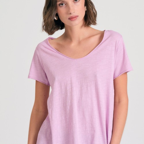 Γυναικείο V-neck t-shirt με raw edges - The essent