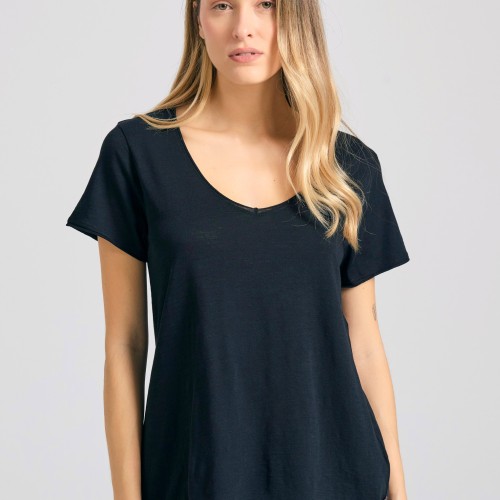 Γυναικείο V-neck t-shirt με raw edges - The essent
