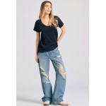 Γυναικείο V-neck t-shirt με raw edges - The essent