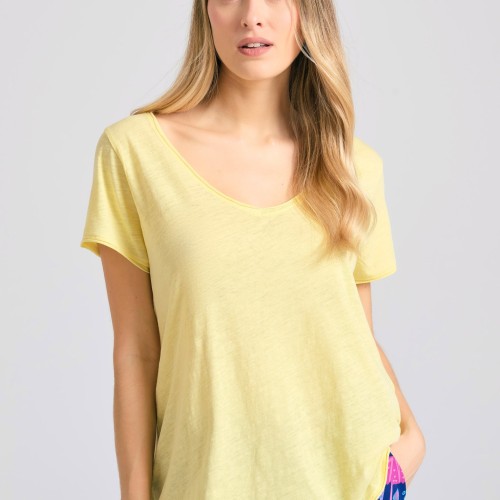Γυναικείο V-neck t-shirt με raw edges - The essent