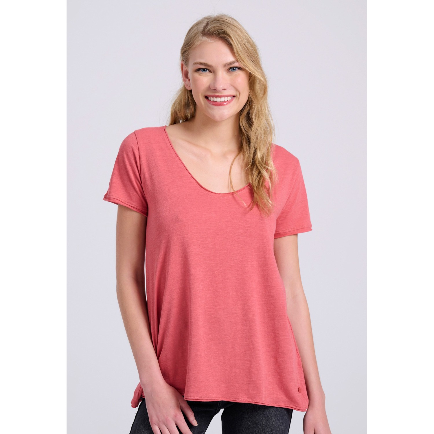 Γυναικείο V-neck μονόχρωμο t-shirt - The essential