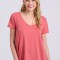 Γυναικείο V-neck μονόχρωμο t-shirt - The essential