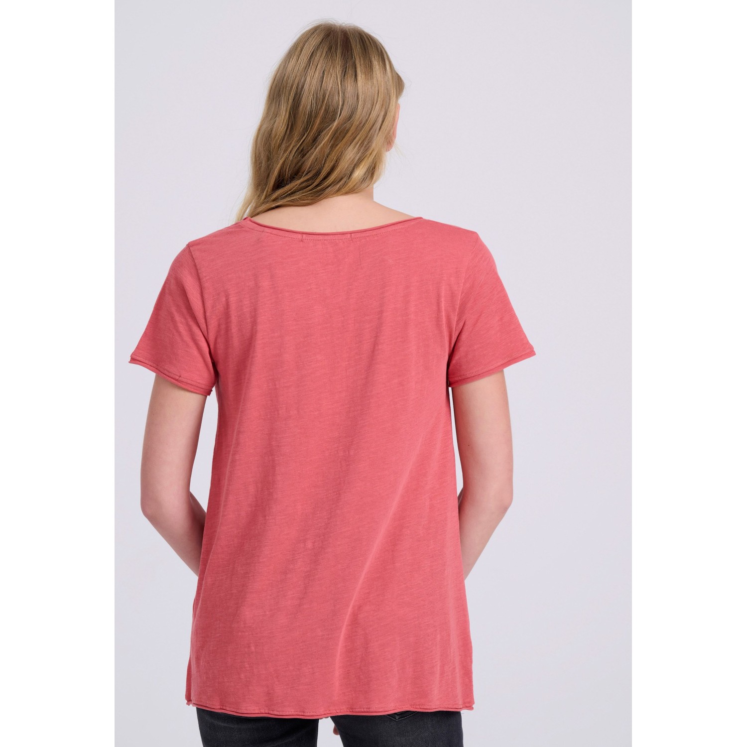 Γυναικείο V-neck μονόχρωμο t-shirt - The essential