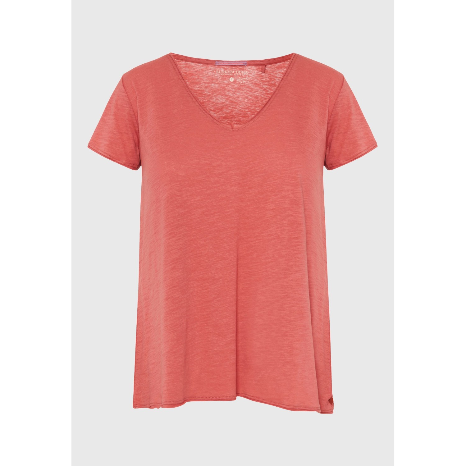 Γυναικείο V-neck μονόχρωμο t-shirt - The essential